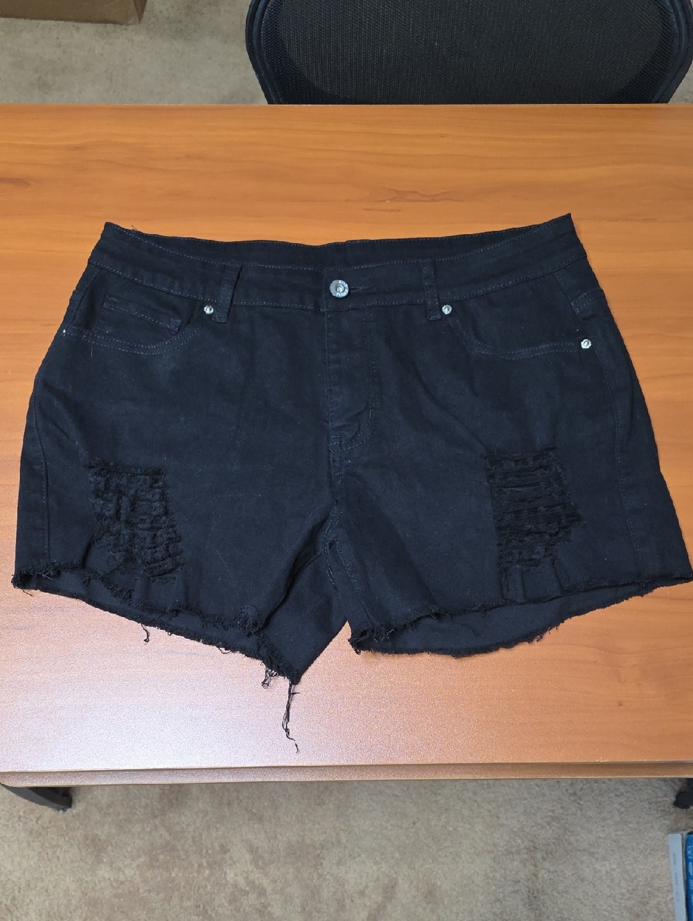 Black Distressed Women's Denim Shorts